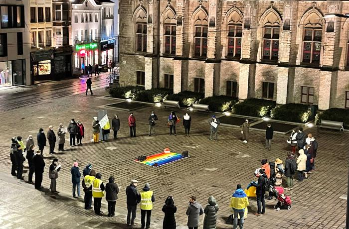 stiltecirkel voor vrede in Oekraïne in Gent