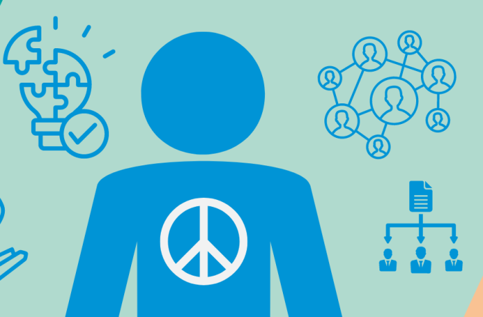 silhouette omgeven door iconen rond hr, strategie en netwerking