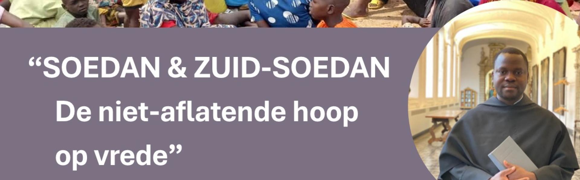 Flyer met titel van de avond en foto van vluchtelingenkamp, met insprong een foto van de spreker. Logo's onderaan van Pax Christi, Minderbroeders Kapucijnen en TAU 