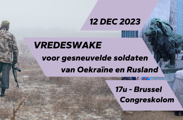 soldaat in oorlogsgebied - vredeswake aan de Congreskolom Brussel