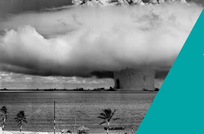 Banner met wolk atoombom