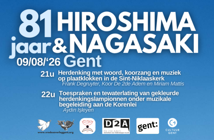 hiroshima en nagasaki herdenking Gent 2026